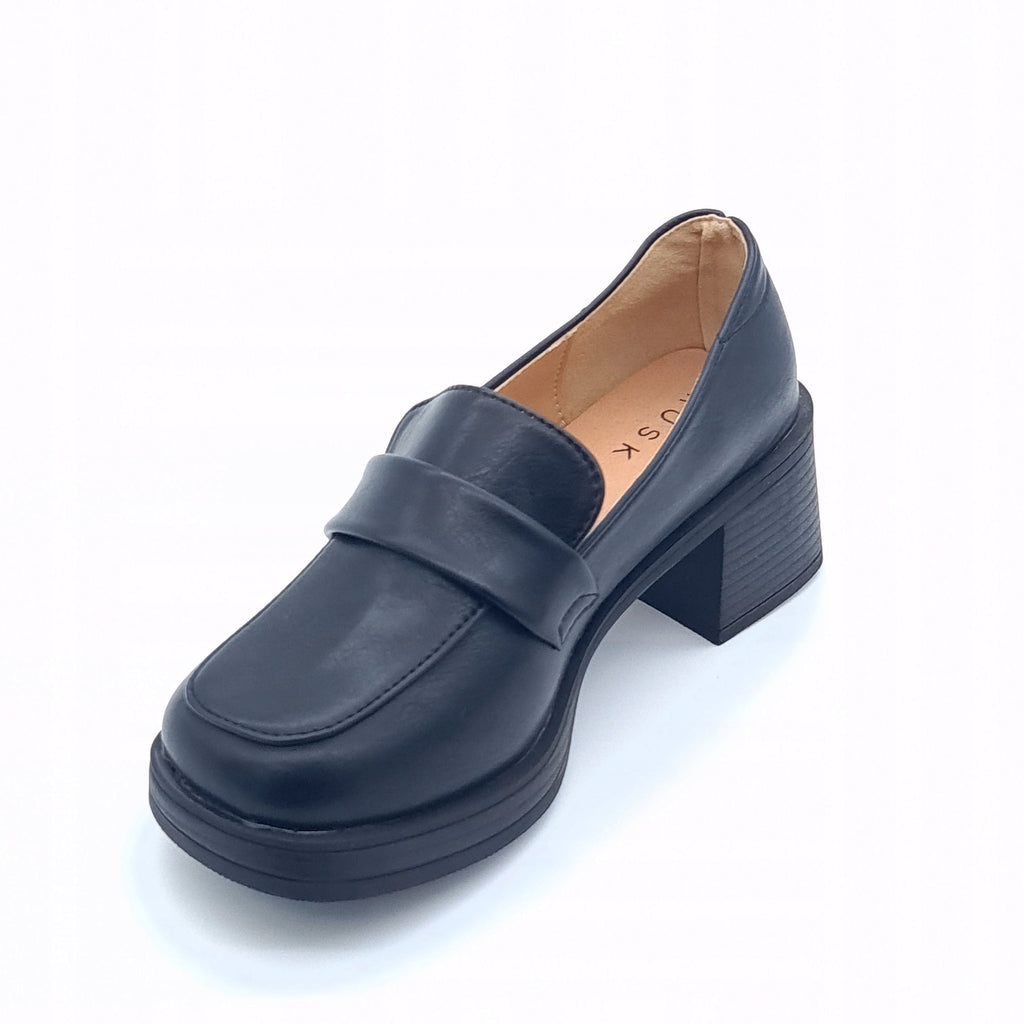 Półbuty Musk Loafersy Damskie Czarne Słupek 37
