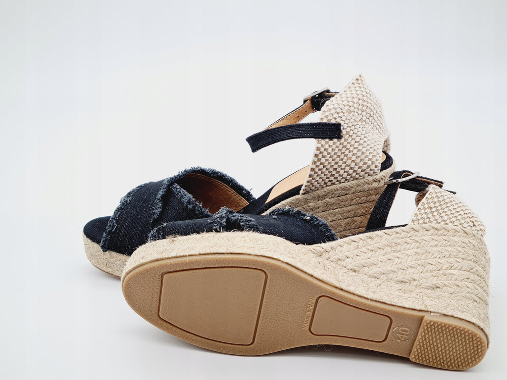 Sandały na Koturnie KANNA Canvas Lurex Black r. 40