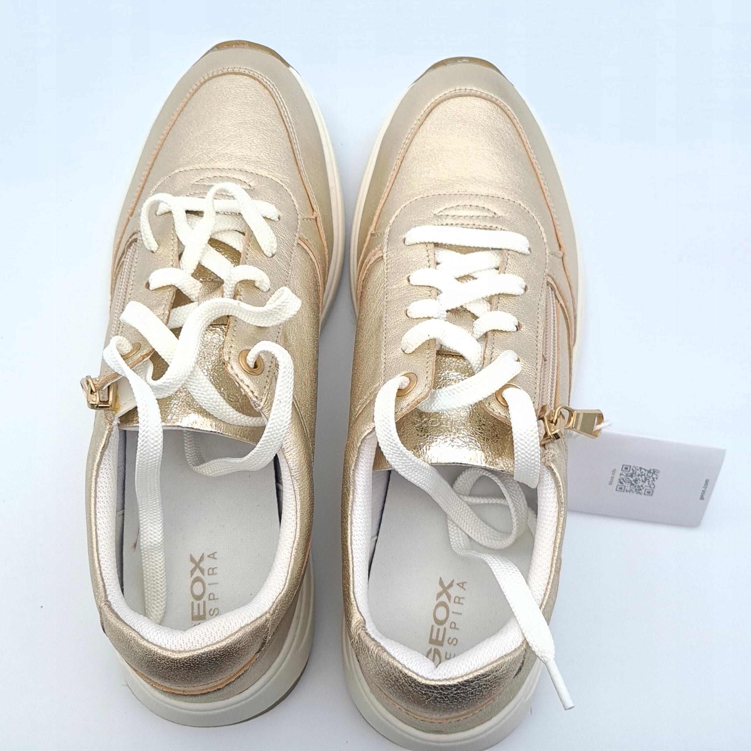 Geox D Cristael E Damskie Sneakersy Złote Skóra 39