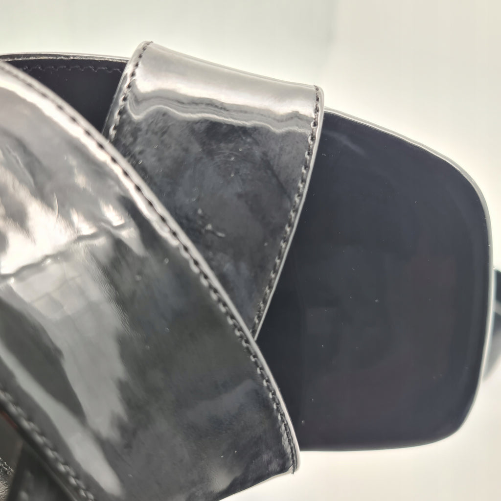 Sandały Steve Madden Suray 39 Czarne Lakierowane Słupki Platforma DEFEKT