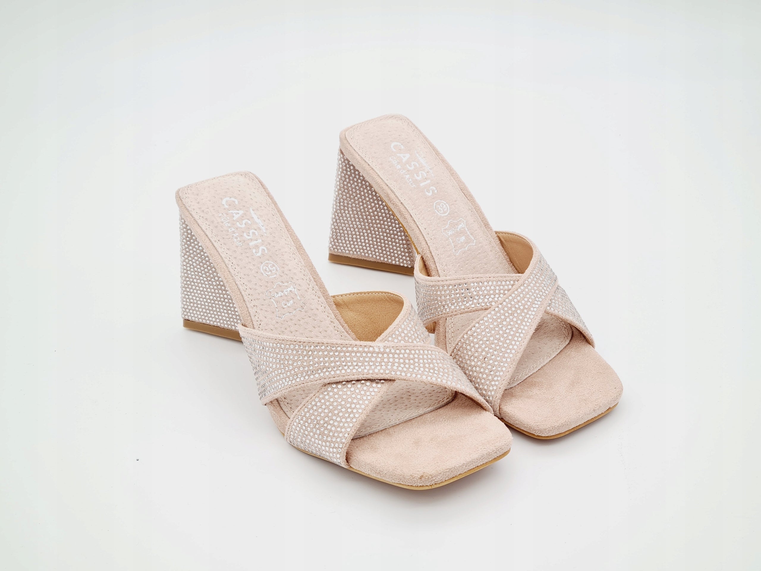 CASSIS DANIKA Klapki na Słupku Beżowe Beige 39 Skóra