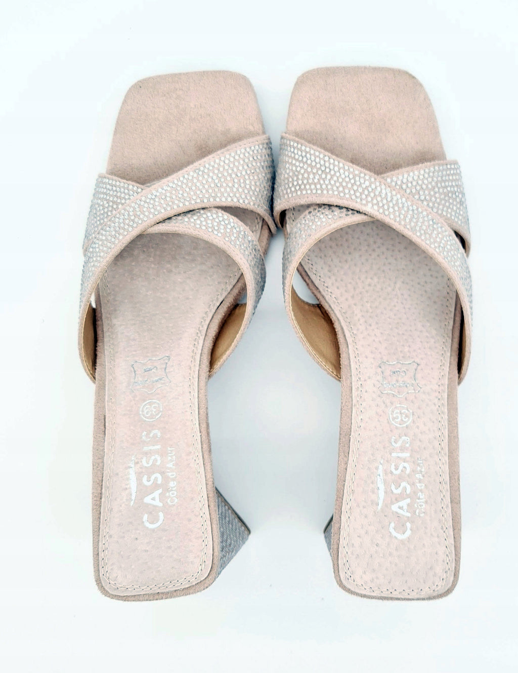 CASSIS DANIKA Klapki na Słupku Beżowe Beige 39 Skóra