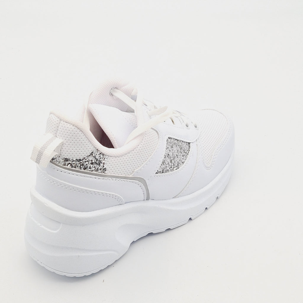 Białe Sneakersy Damskie PILLA BEYAZ SPOR Brokat 37