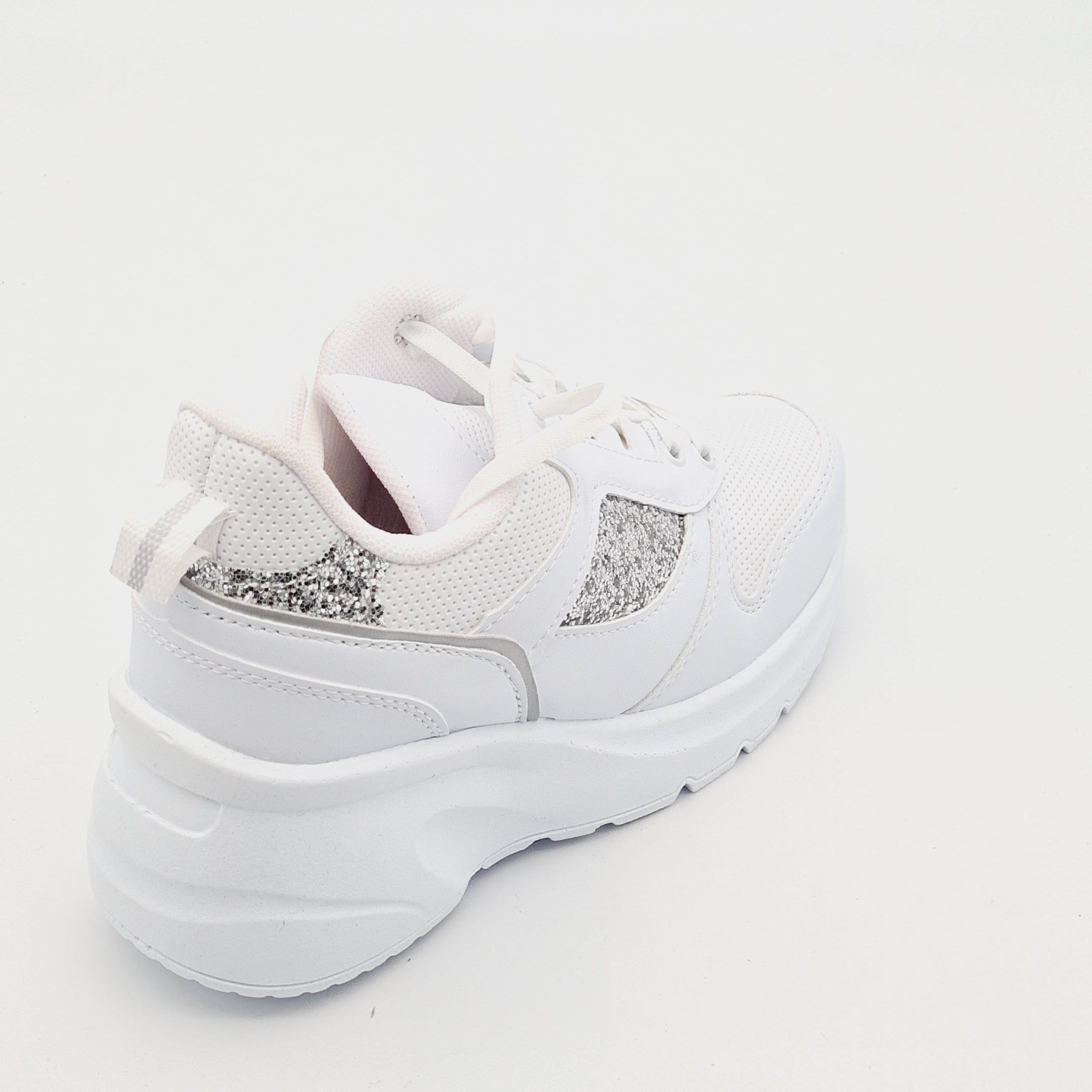 Białe Sneakersy Damskie PILLA BEYAZ SPOR Brokat 37