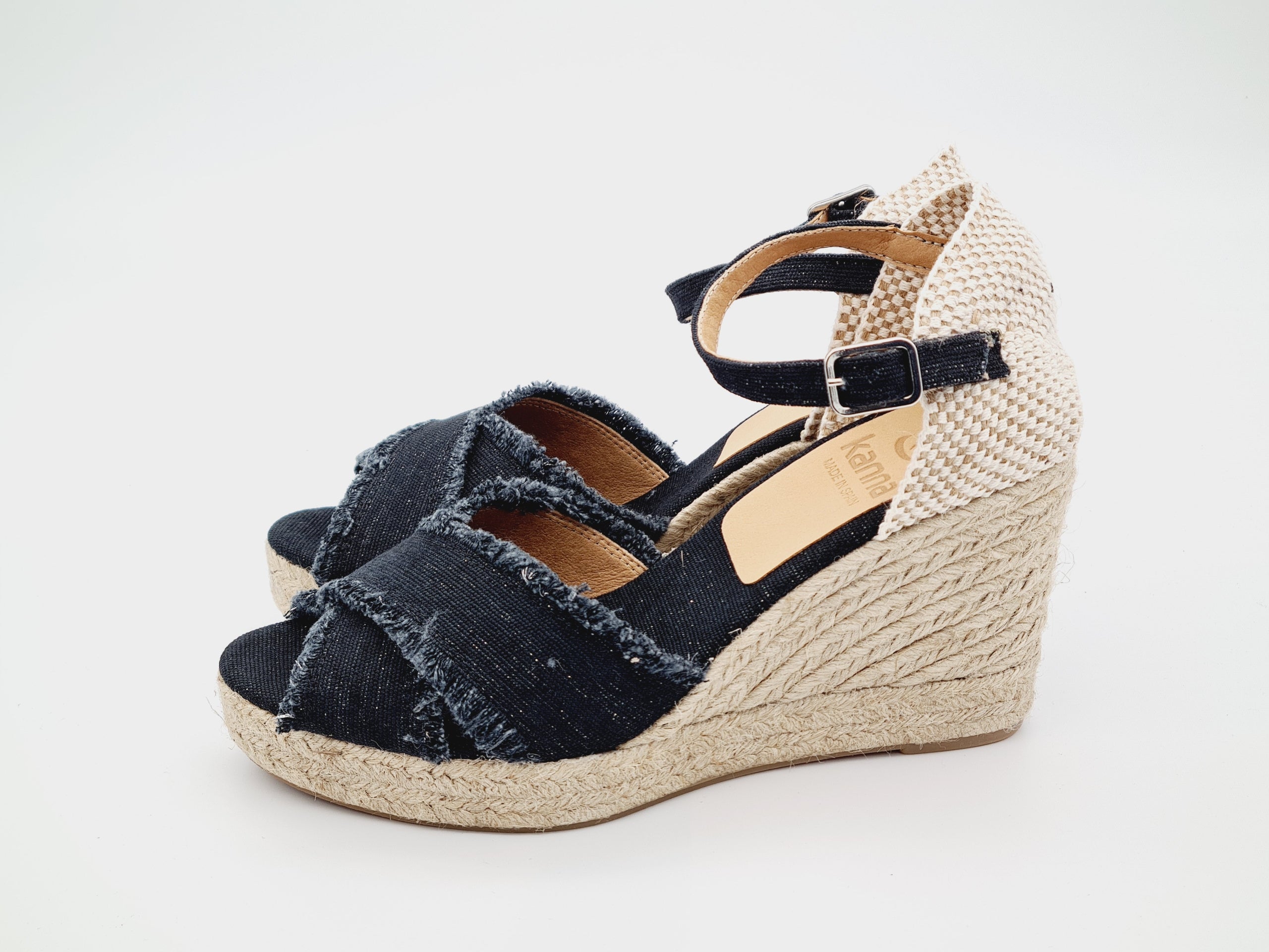 Sandały na Koturnie KANNA Canvas Lurex Black r. 40