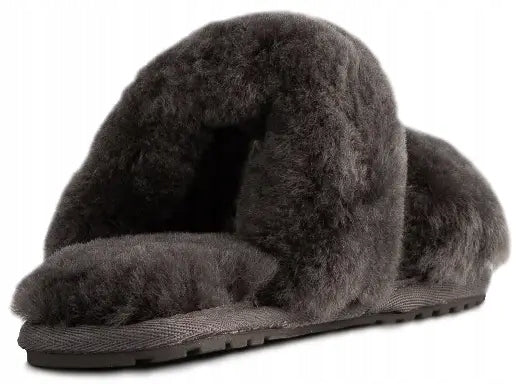 Kapcie damskie EMU AUSTRALIA szare klapki ciapy futerko r. 38 24 cm