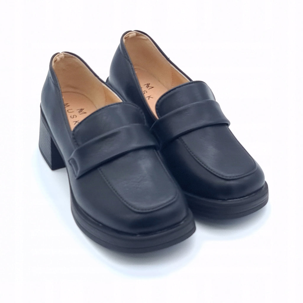 Półbuty Musk Loafersy Damskie Czarne Słupek 37
