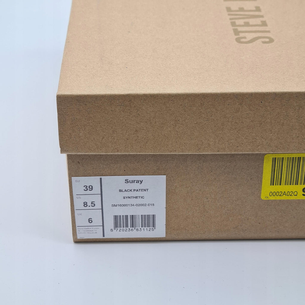 Sandały Steve Madden Suray 39 Czarne Lakierowane Słupki Platforma DEFEKT