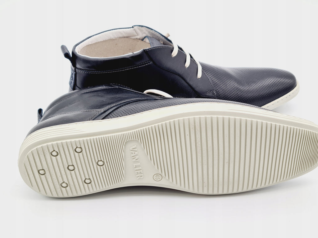 Buty Skórzane VAN LIER Casual Czarne r. 45 Skóra