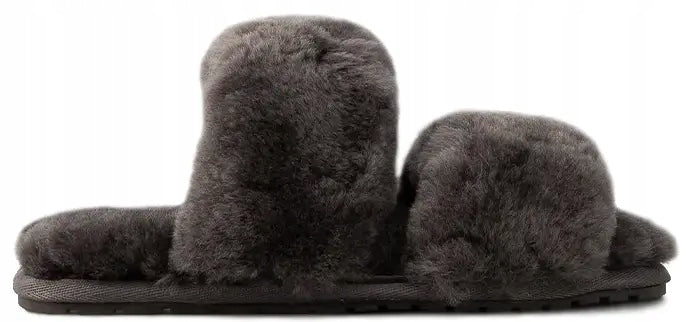 Kapcie damskie EMU AUSTRALIA szare klapki ciapy futerko r. 38 24 cm