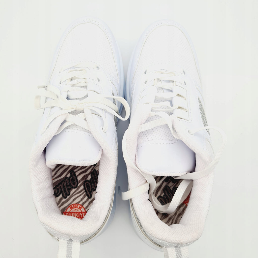 Białe Sneakersy Damskie PILLA BEYAZ SPOR Brokat 37