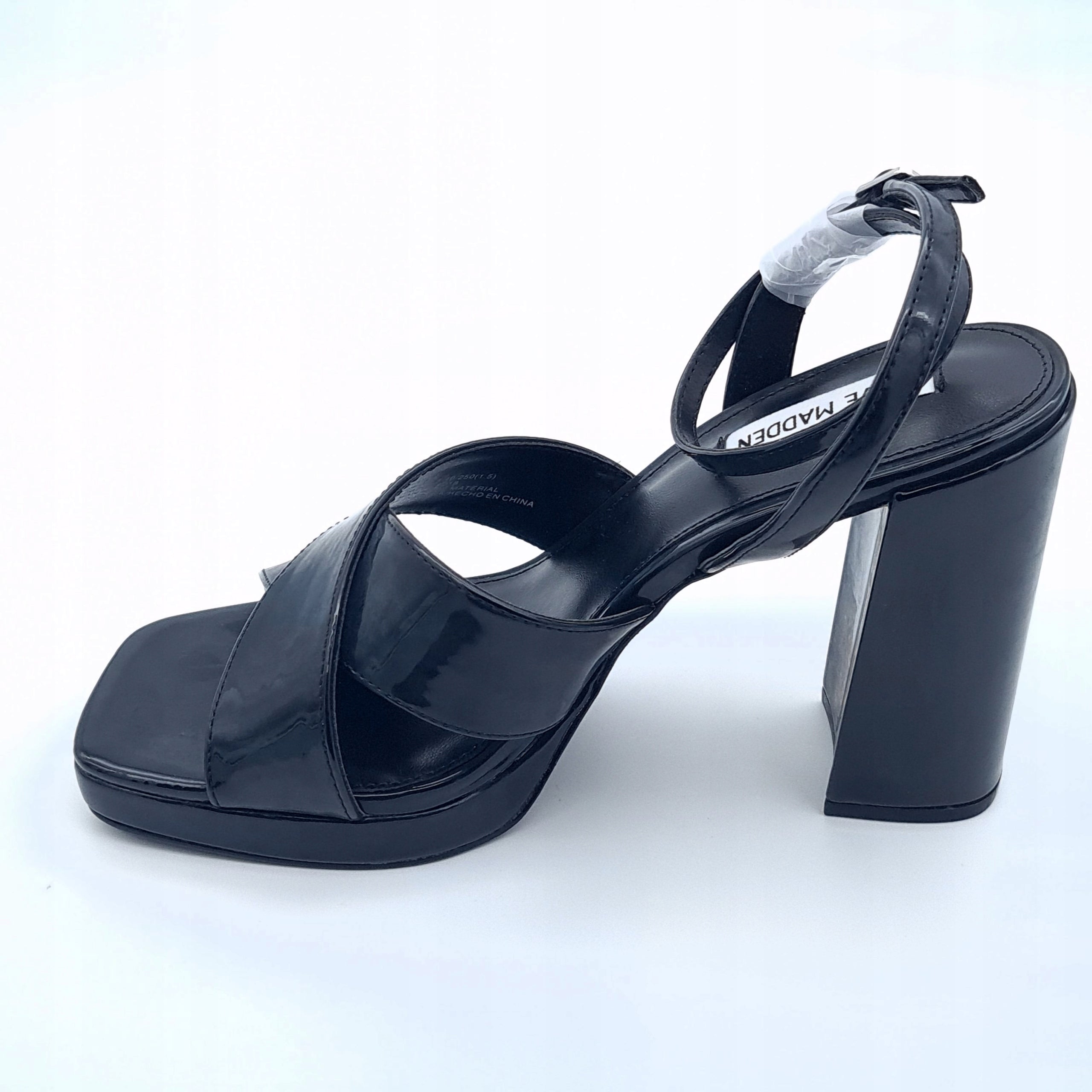 Sandały Steve Madden Suray 39 Czarne Lakierowane Słupki Platforma DEFEKT