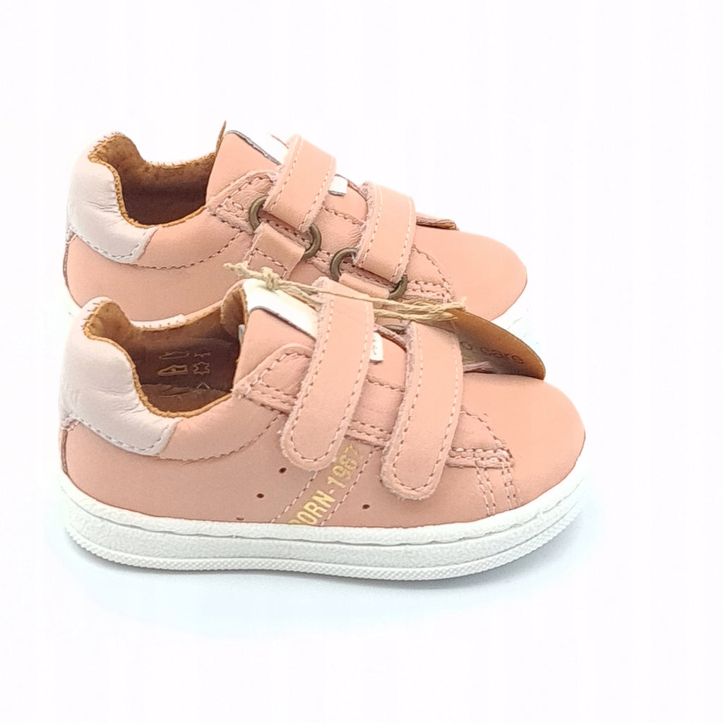 Skórzane Buty Dziecięce Bisgaard Harrison 18 Różowe Trampki na Rzepy