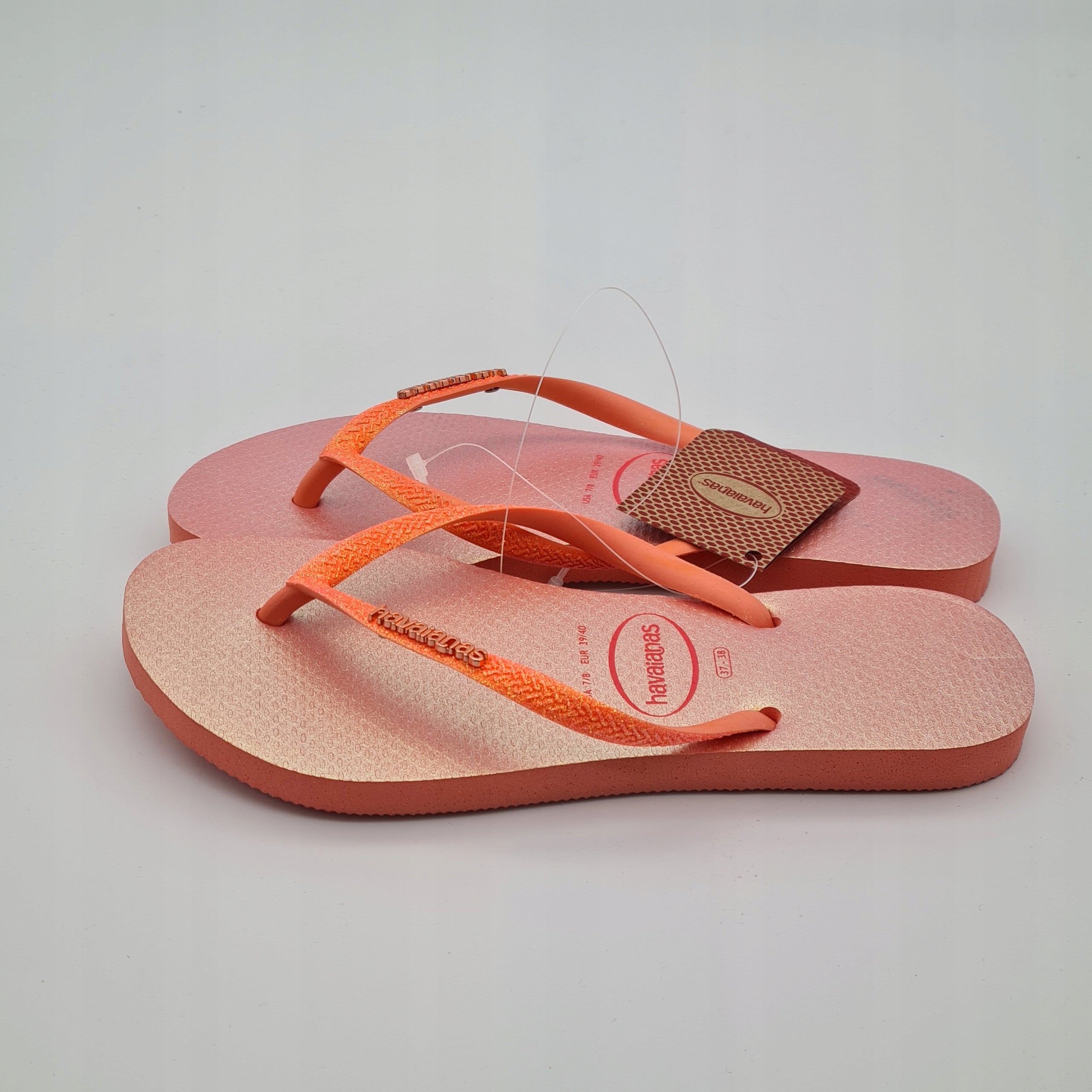 Japonki Havaianas Slim Glitter 37/38 EUR39/40 Brzoskwiniowe