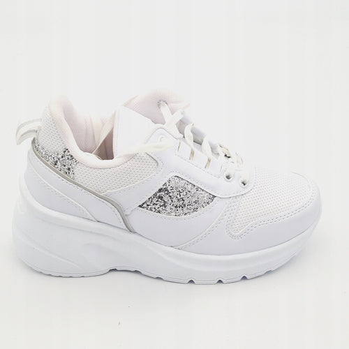 Białe Sneakersy Damskie PILLA BEYAZ SPOR Brokat 37