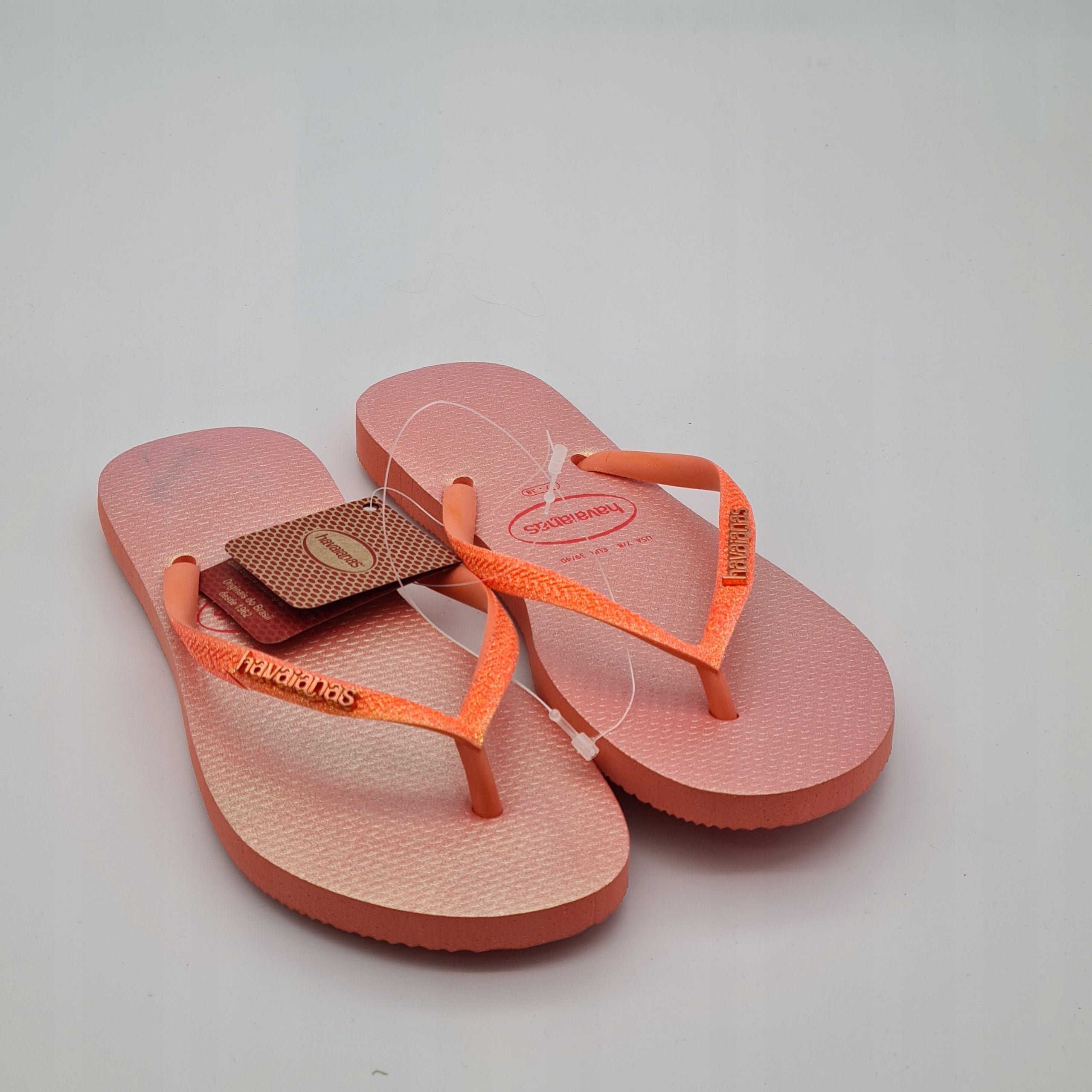 Japonki Havaianas Slim Glitter 37/38 EUR39/40 Brzoskwiniowe
